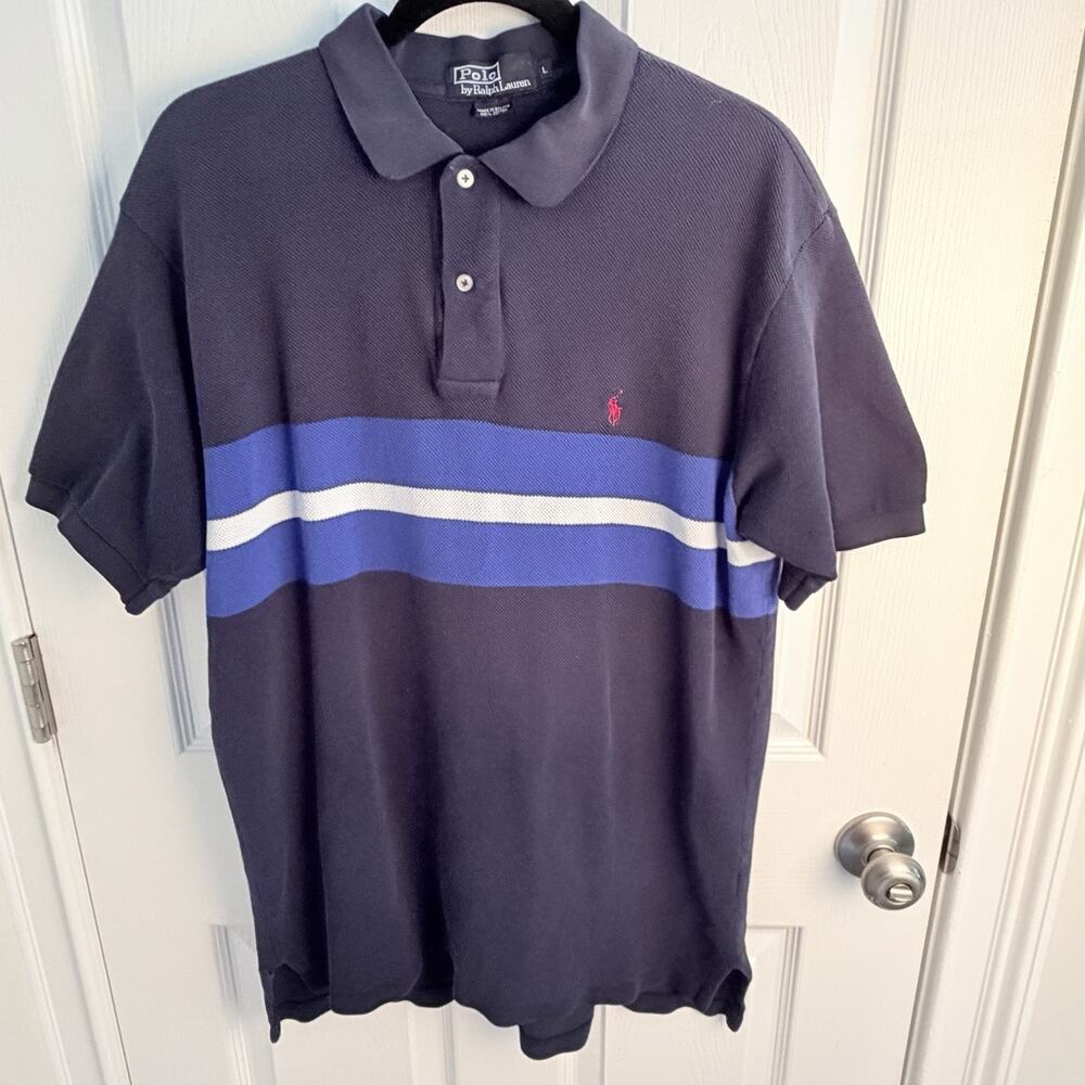 Polo Ralph Lauren Shirt Men’s Large Navy Pony Cotton Preppy Vintage Y2k 90s